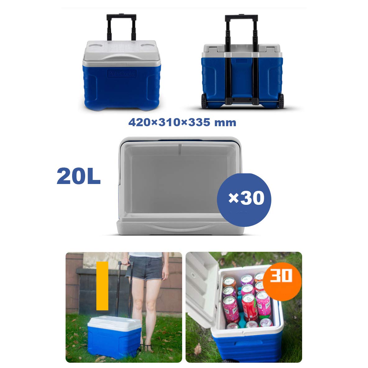 JCOCO Nevera con Ruedas Grandes - 20L / 40L Bebida de Comida ...