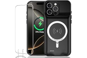 KCKEBLM Battery Case for iPhone 16 Pro Max, Upgraded 12000mAh Rechargeable Portable Extended Battery Pack Supported Qi Wireless Charging Case Compatible with iPhone 16 Pro Max (6.9 inch) Charger Case (Black)