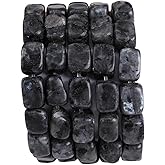 BEADIA Natural Black Spectrolite Cuboid Stone Loose Semi Gemstone Beads for Jewelry Making 8mmx12mm 38cm/Strand