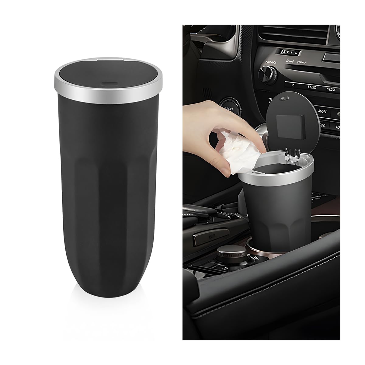 Photo 1 of **DIRT FROM TRANSPORT **AICEL Car Trash Can with Lid, Automotive Cup Holder Mini Garbage Bin, Leakproof and Waterproof Multipurpose Waste Basket for Car Door Pocket, Portable Small Trash Can fit Auto Home Office