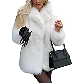 YKR Faux Fur Coat for Women Winter Lapel Shaggy Coat Outwear Warm Fluffy Jacket