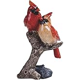 ICE Armor 8" H Red Northern Cardinal Couple Standing on Tree Trunk Statue Wild Animal Decoration Figurine, Multicolor (78GSC54622)