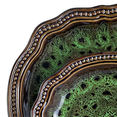 Elama Stoneware Round Oval Dinnerware Dish Set, Jade Green The Home