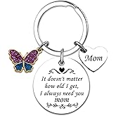 LKBVUG Mothers Day Mom Gifts From Daughter Son Unique Birthday Mothers Day Gifts for Mom Gift for Moms Small Gift Cute Keychain for Her Purple Butterfly Decor