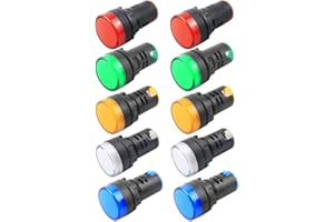 BNYZWOT 10Pcs Multi-Color Indicator Light AC/DC 110V, 22mm Panel Mount, for Electrical Control Panel, HVAC, DIY Projects