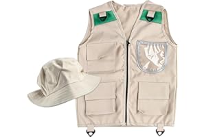 Kids Explorer Kit - with Pocket Hat Breathable Clothes | Kid Outdoor Safari Cargo Vest,for Children Boys Girls Youth Outdoor 