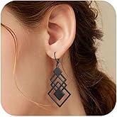 REELMAR Teardrop Earrings for Women Trendy Sun Mushroom Dangle Drop Earrings Iridescent Hollow Geometric Earings Dangling Stainless Steel Statement Jewelry