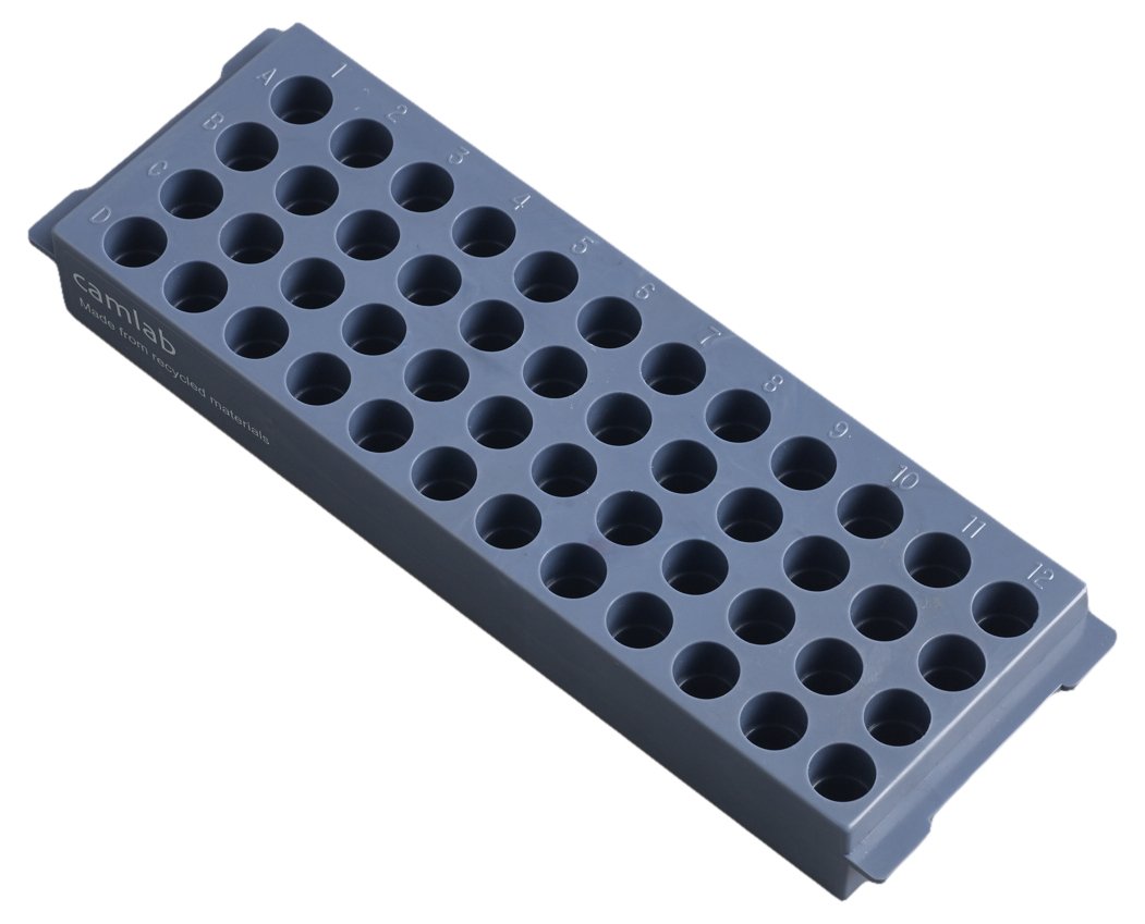 Camlab Plastics RTP/7110-48Recyc 48 Well Recycled Polypropylene Reversible Rack