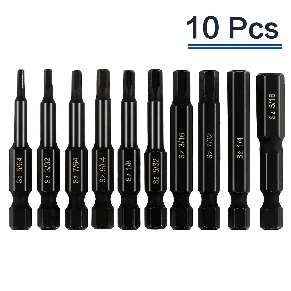 COMOWARE Allen Wrench Drill Bit Set - Hex Bits Set, Magnetic Tips, Quick Release, 10 Pack