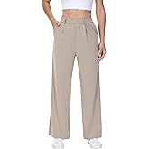 NVbeaut Womens Wide Leg Dress Pants Work Business Casual Trousers High Waisted with Pockets Stretchy Pull On Office Slacks