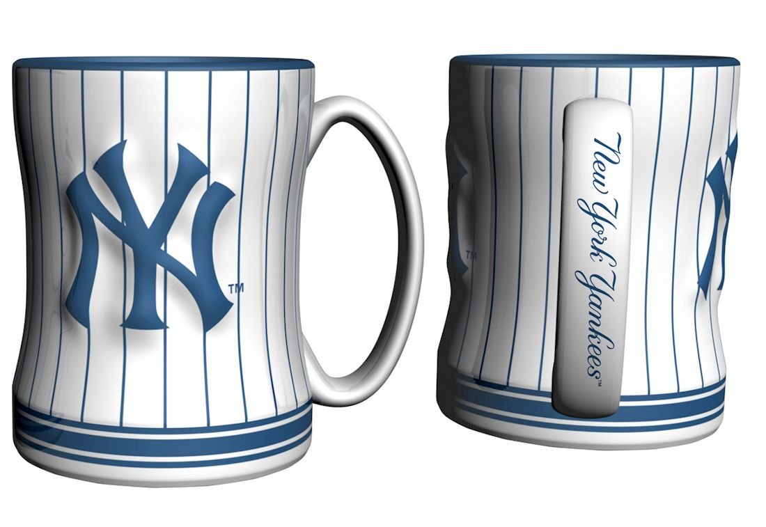 Boelter Brands New York Yankees Coffee Mug 14oz Sculpted Relief Pinstripes