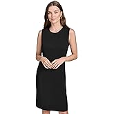 Halston Womens Sleeveless Jewel Neck Knee Length Dress
