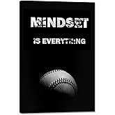 SKASNFAI Baseball Pictures Wall Art Mindset is Everything Motivational Poster Print Artwork for Boys Room Decor, Gift for Baseball Lovers Perfect for Sports Themed Bedroom Office Decor (12L x 16W)