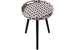 Zosenley Indoor Plastics Tray with Detachable Three Wooden 17.7 Inch Legs, Versatile Side Table with Tray Design, Perfect for Coffee, Tea, and Relaxation Time (Geometric 3 Color)