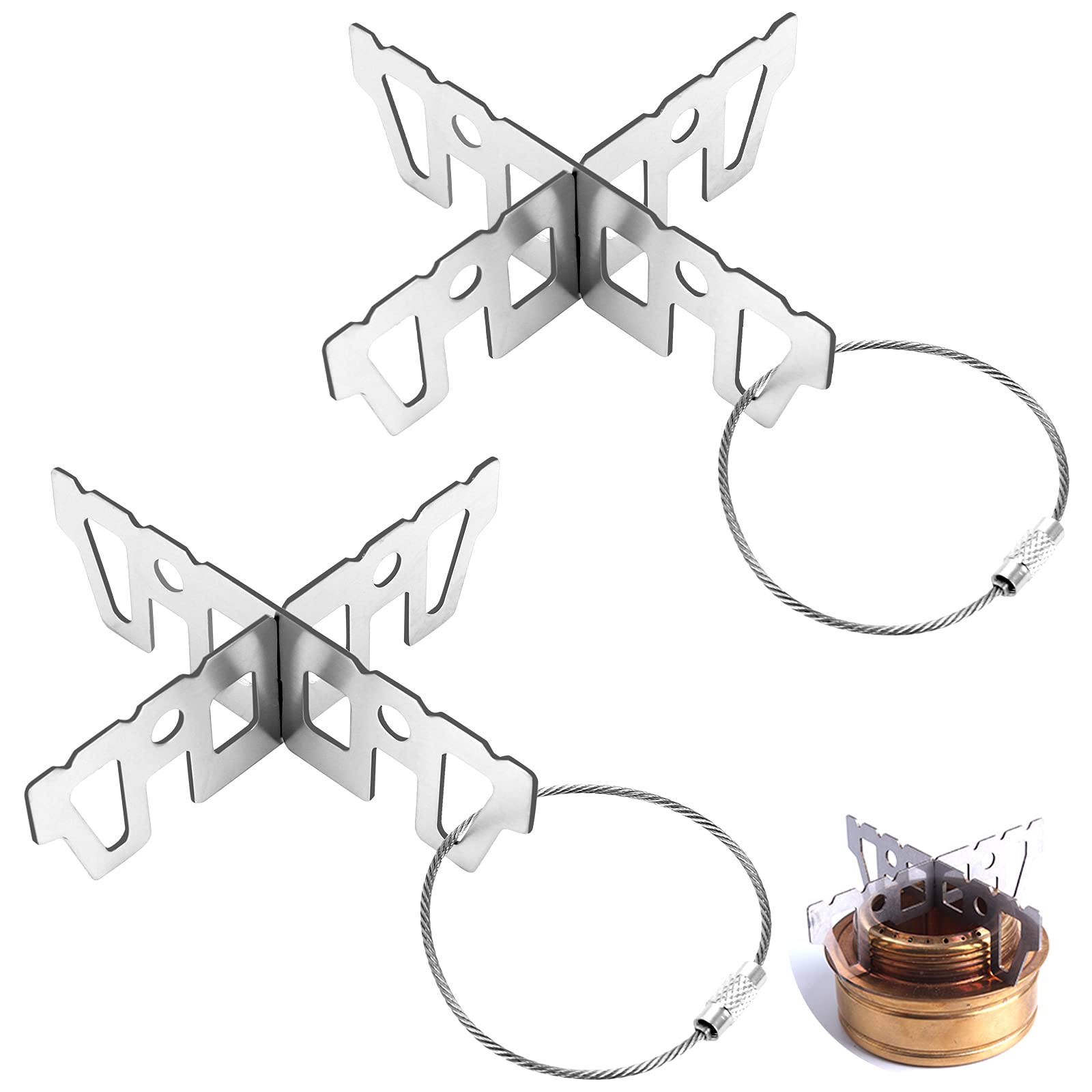 Alcohol Stove Stand, 2 Pcs Outdoor Camping Picnic Alcohol Stove Holder Stand Ultralight Stove Holder Is 304 Stainless Steel and Cross Stand Outdoor Camping