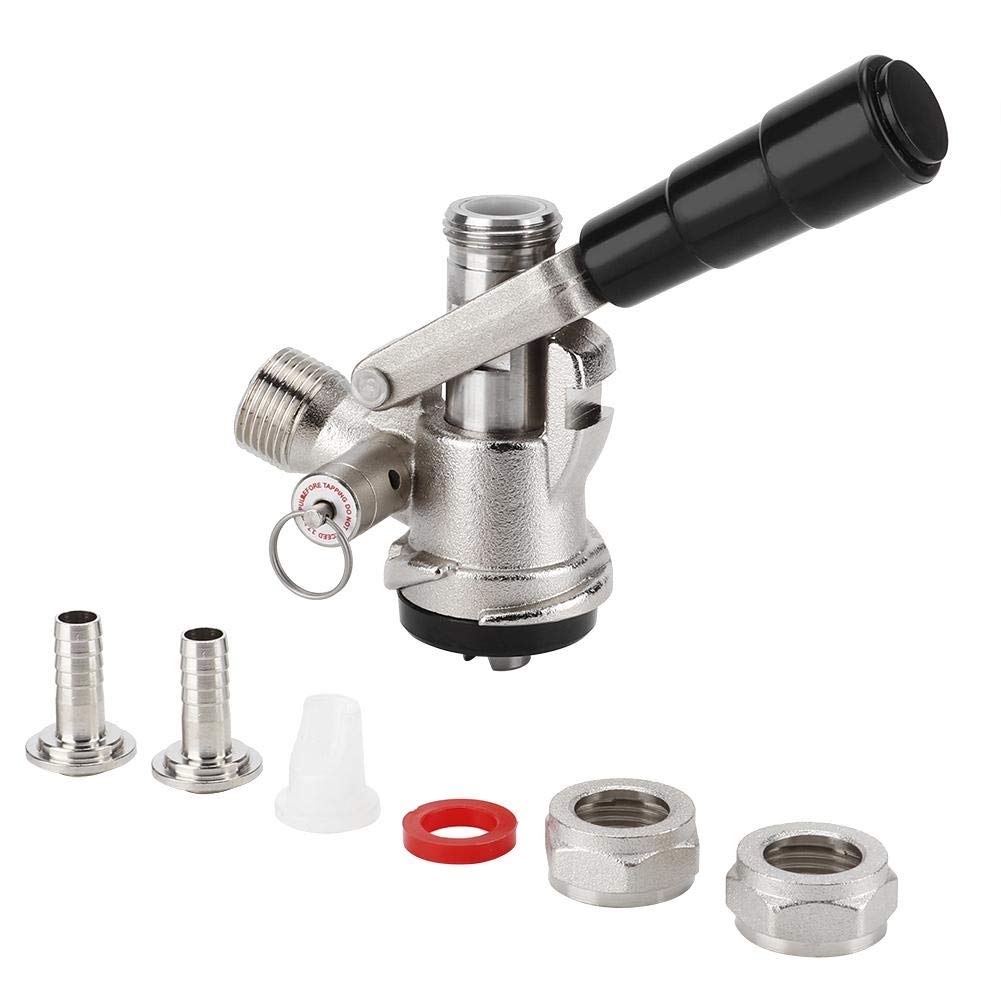 Duokon Keg Coupler S-Type Draft Beer Dispenser with Safety Pressure Relief Valve Home Brewing System with 6 Fittings