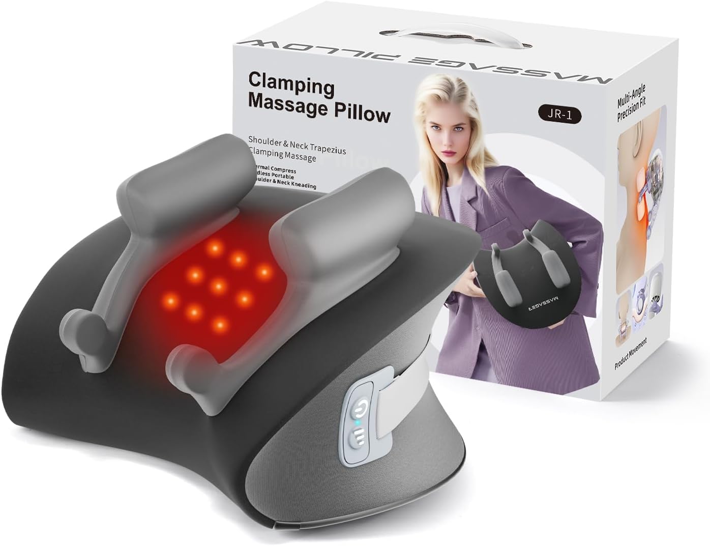 Photo 1 of CRECAD Shiatsu Neck Massager with Heat, Cordless Portable Cervical Traction Device with 10-Minute Timer for Full Body Muscle Pain Relief, Electric Deep Tissue Kneading Massage Pillow(Black)