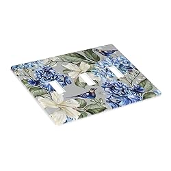 Pznen Triple Toggle Wall Plate, Blue Floral Spring