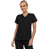MediChic Women Scrubs V-Neck Three Pocket Scrub Top with 4-Way Stretch, Available in Over 20 Colors