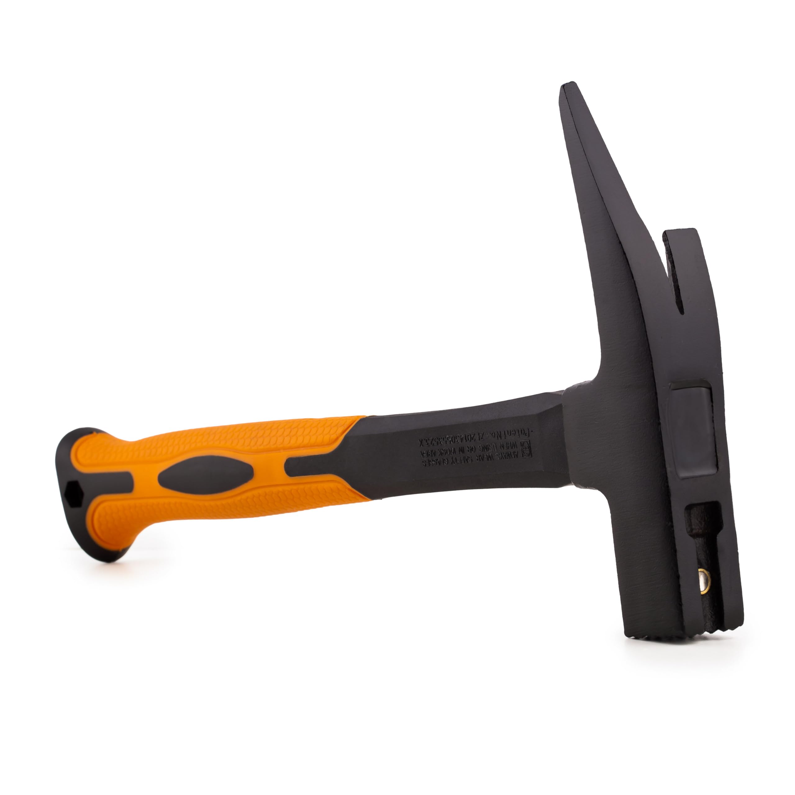 MIVOS Roofing Hammer 600 g Head Weight 2K Fibreglass Handle Carpenter's Hammer with Magnetic Nail Holder Claw Hammer with Fibreglass Anti-Vibration Handle and Forged Head DIN 7239, Black / Orange