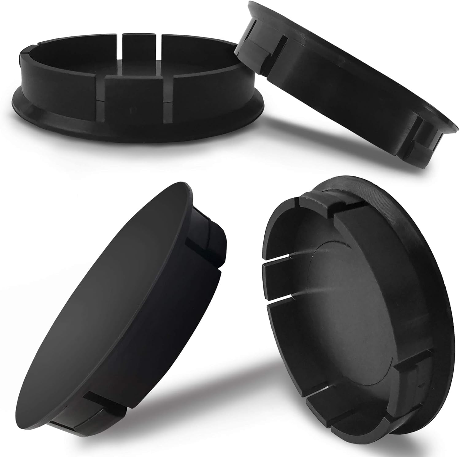 Biomar Labs 4 x 60mm Wheel Centre Caps Universal Plastic Hub Caps Set Durable Alloy Wheel Covers for Car Auto Tuning Exterior Styling with Multiple Designs (Black C 0)