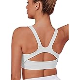 Gefyvcf Women's Supportive Sports Bra, Medium Support, Seamless, Wireless, Racerback, Removable Cups