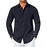 COOFANDY Men's Button Down Long Sleeve Shirt Casual Untucked Dress Shirt Regular Fit Wedding Shirts