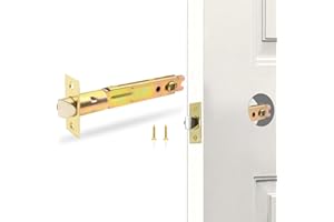 TPard 5-Inch Deadlatch Door Lock Replacement Latch with Square Interface Fits 5 Inch Backset Standard Entry Doors Knobset or 90°Rotation Leverset, Polished Brass
