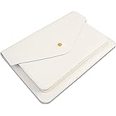 Benfan Leather Laptop Sleeve 13 Inch Compatible for 2024 13inch MacBook Air A3113 M3,13 MacBook Pro M2, Surface Pro 3 4 5 6 7, Dell XPS 13 Color White
