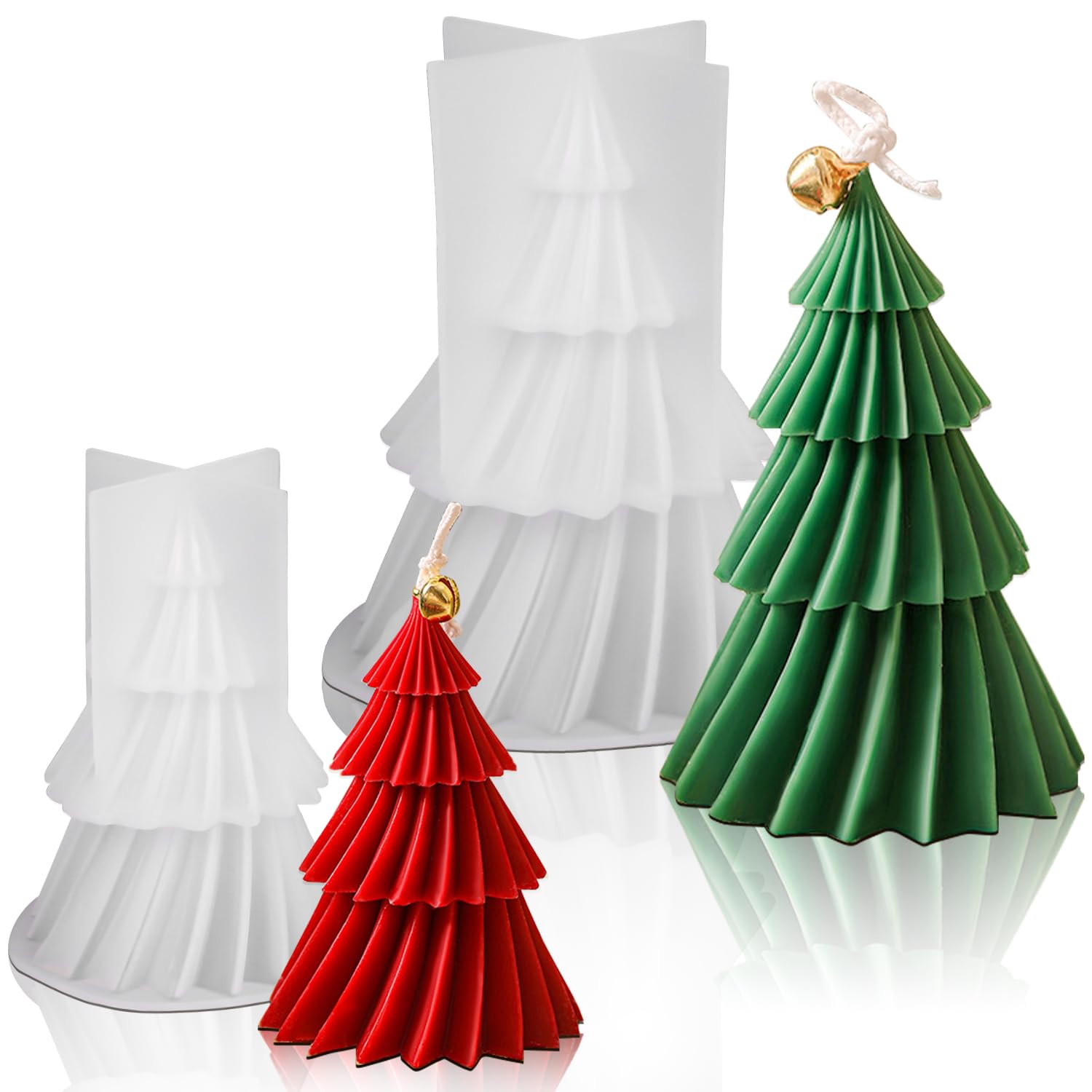 RNHDLY Christmas Tree Candle Moulds 2 Pcs Christmas Candle Moulds for Candle Making Silicone Mould, Candle Mould Silicone for Candle Making, Home Decor, Handmade