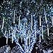 Meteor Shower Rain Lights,Flipcase LED Waterproof Icicle Falling Rain Christmas Lights for Wedding Party Christmas Xmas Tree String Outdoor Lights 30CM 8 Tubes 144 LEDs(White)