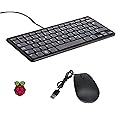 Vis Viva Official Raspberry Pi Keyboard and Mouse Combo + a Logo Sticker (Black/Grey)