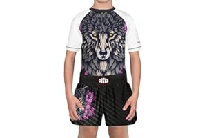 O2TEE Unisex Youth Kids Rash Guard Shorts Sets for Boys Girls Boxing Daily Multi-Sport