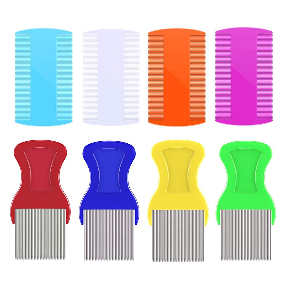 8 Pieces Lice Comb Lice Removal Combs,Include 4 Pieces Stainless Steel Teeth, 4 Pieces Double Sided Teeth for Removing Grooming Dandruff Flakes and Lice