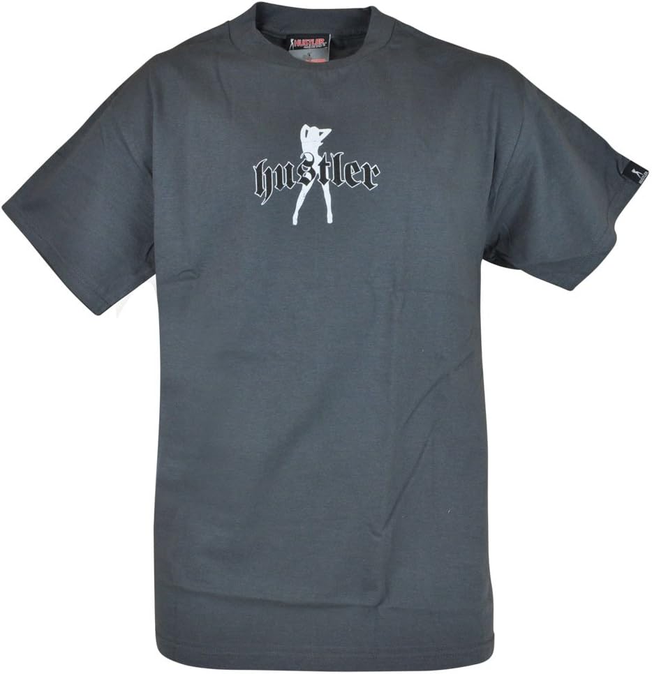 Hustler Hardcore Graphic Tee Fashion Novelty Man T-Shirt C-neck Distressed Gray