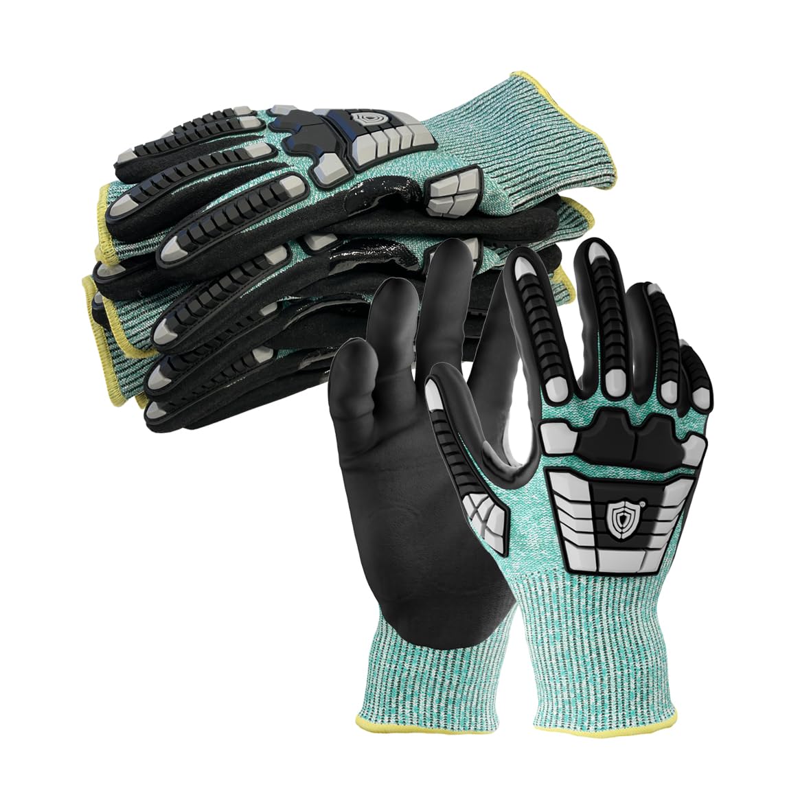 NITREX 295RP 5 Pairs of Impact Protection Work Safety Gloves, NitreGuard Technology, Sandy Nitrile Palm Coated, Cut Resistant Glove, Size 10, Extra Large, Green/Black
