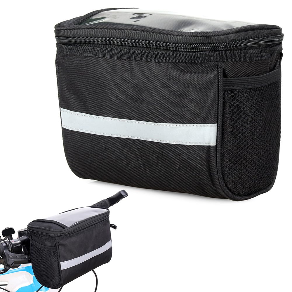Verk Group Handlebar Bicycle Bag for E-Bike and Bicycle, Mobile Phone Holder, Bicycle Accessories, Transparent Bicycle Bags for Your Handlebars