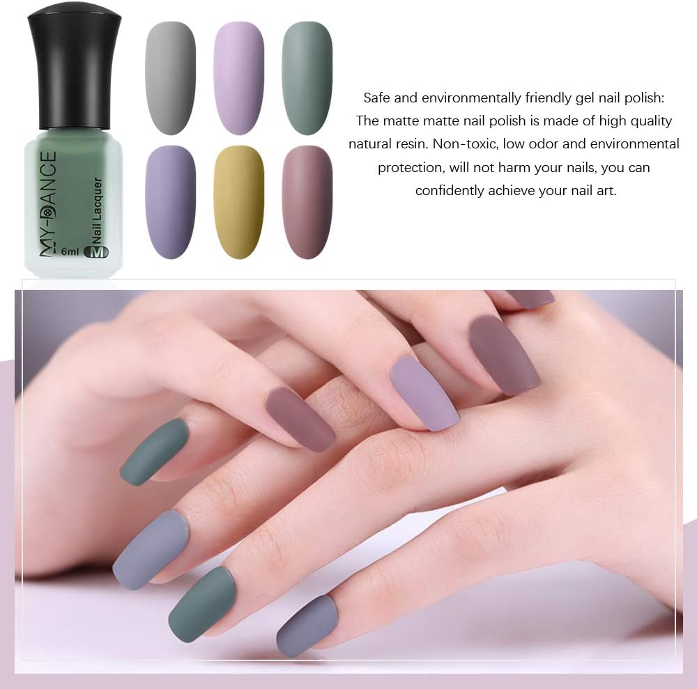 Ownest 6 Colors Matte Nail Polish Set, Mist Effect Matte Velvet Nail Polish, Long Lasting Velvet Nail Polish Nail Art-#A : Beauty