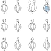 UNICRAFTALE 12Pcs Locket Pendants Openable Cage Charms Platinum Crystal Necklace Holder Hollow Charms Metal Ball Pendants Pearl Cage Charms for DIY Necklace Bracelet Jewelry Making