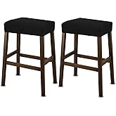 NeColorLife Rectangle Bar Stool Covers Waterproof,Black,2 Pack | Stretch Saddle Seat Covers for Counter Height, Kitchen Island, and Vanity Bar Stools, Protecting Seats from Daily Wear