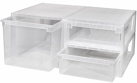 Kreher 3 Stück Schubladenboxen mit Nutzvolumen 2 Stück mit 22 (XL) und 1 Stück mit 50 (XXL) Liter. Passend für z.B. Pullover,