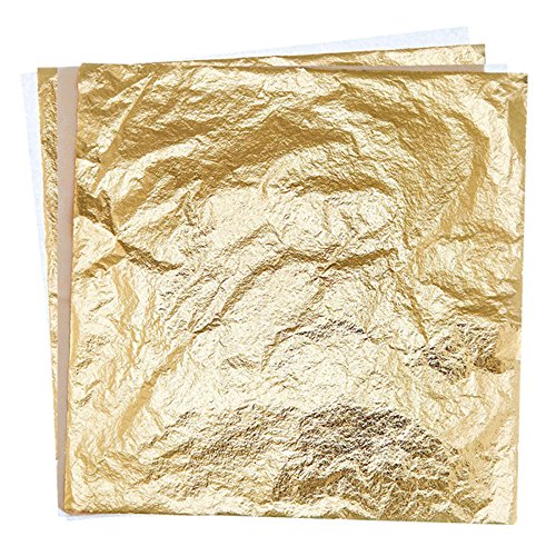 Bullet Face 100 Sheets 5.5 by 5.5 Inches Imitation Gold Leaf Foil Paper for Arts, Gilding Crafting, Decoration DIY (Gold)