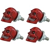 Abfer Skull License Plate Fasteners Car License Plate Frame Bolts 4Pcs Anti Theft Screws Bolt Kit Fit for Most Vehicle Trucks Motorcycles (Red)