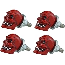 4 Edelstahl-Kennzeichenhalter Mit Totenkopf-Muster – 1/4"-20 Gewinde, 3/4" Lang – Schwarze Oberfläche