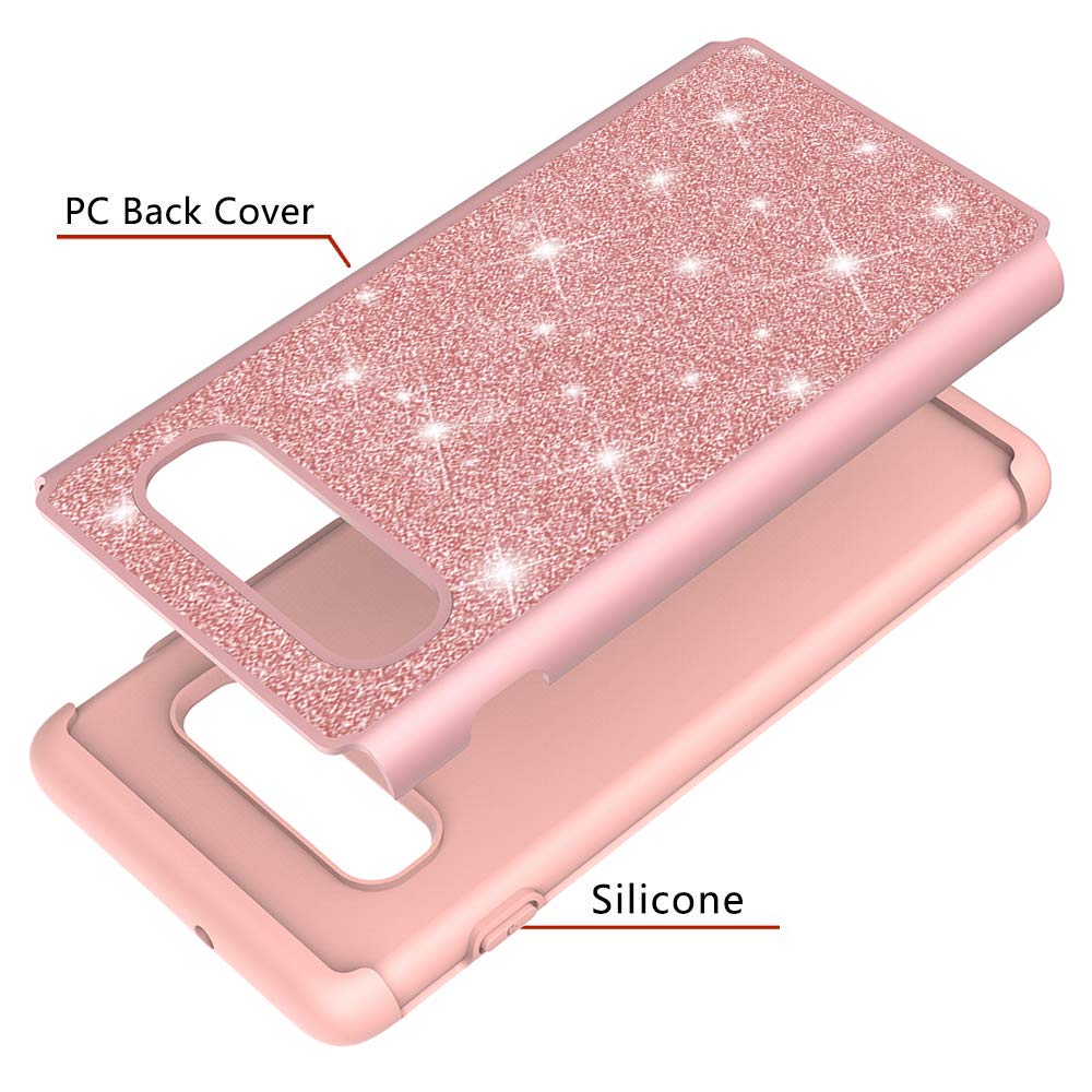 MIITUUELE Galaxy S10e Case, Glitter Case Sparkle Bling, Shining Heavy Duty Protection Dual Layer Hybrid Protective Armor Hard Cover Girls Women Cute Case for Samsung Galaxy S10e (Pink)