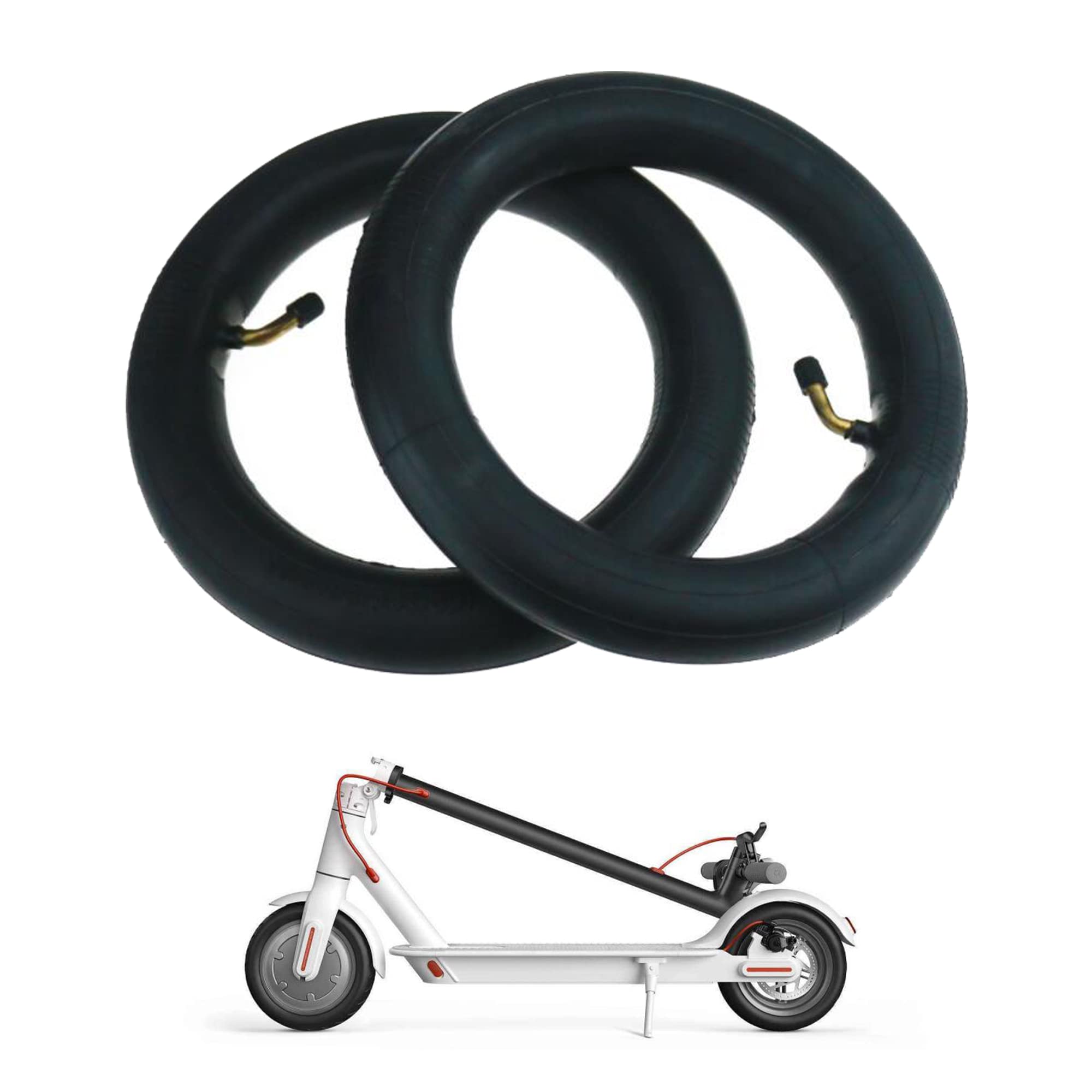 Fututech 8.5 Inch 8 1/2 * 2 Reinforced Inner Tube with Curved Valve for Xiaomi M365 / M365 Pro Electric Scooter Front Rear Spare Tire Double Thickness Scooter Accessory (2 tube)