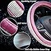Alusbell Crystal Diamond Steering Wheel Cover Soft Velvet Feel Bling Steering Wheel Cover for Women Universal 15 inch Plush Wheel Cover for Escape Fusion Focus Accord Prius Rav4 Pink