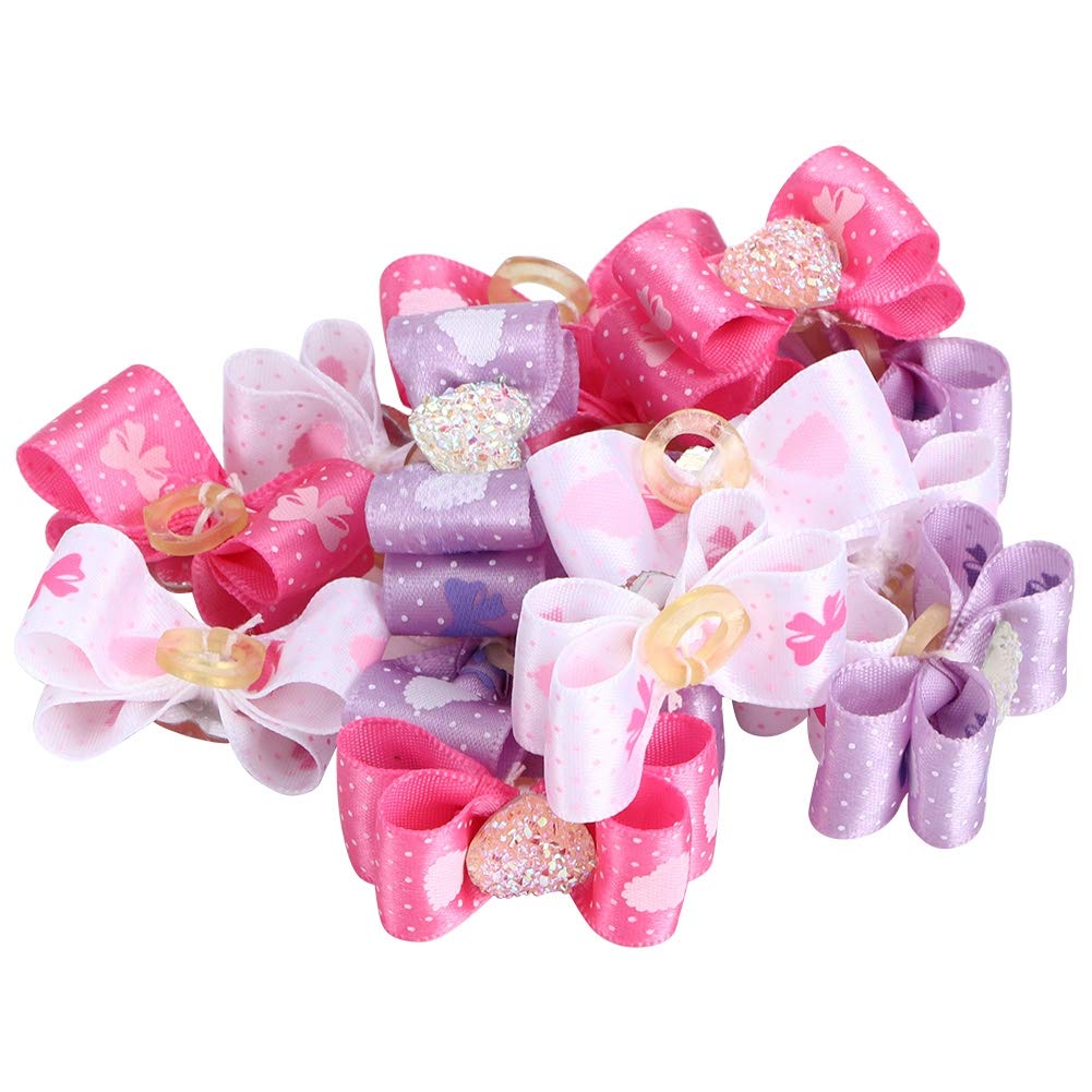 Pet Hair Bowknot, Multicolor Grooming Bows Mixed Styles for Cat Medium Small Dog Topknot Accessories for Pet Grooming