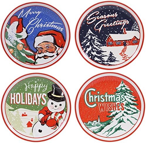 Certified International Retro Christmas 11-inch Dinner Plates With Assorted Designs (Pack of Four)