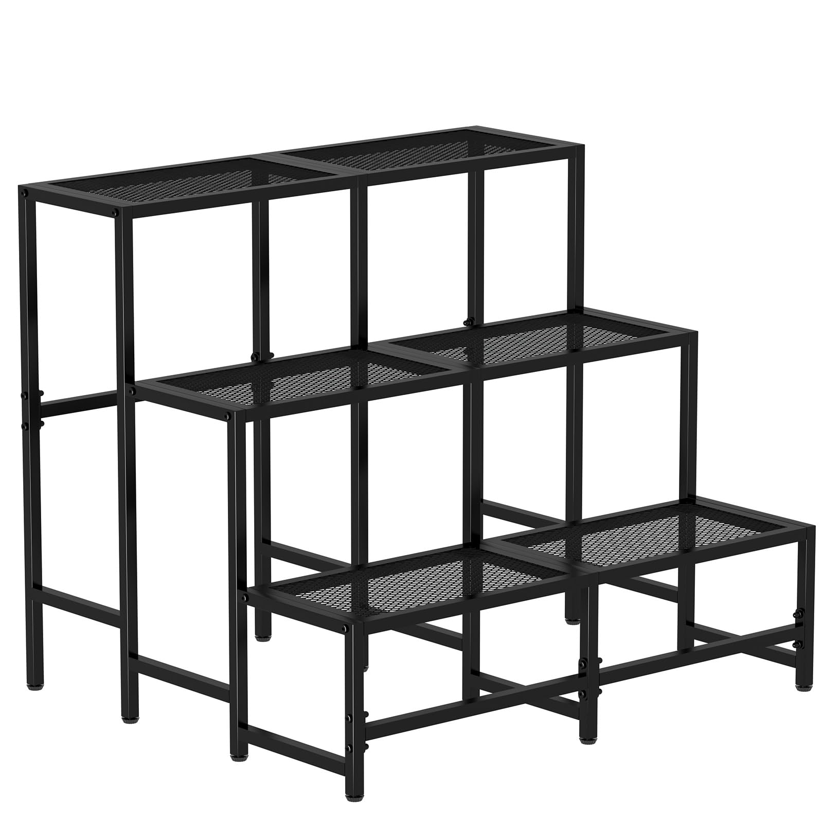 Garden 4 you 3 Tier Split Type Large Metal Plant Stand Stackable, Garden Display Shelf Flower Pot Holder Storage Organizer Rack for Indoor Home Outdoor Patio Balcony Yard( Black,Rectangle) Image